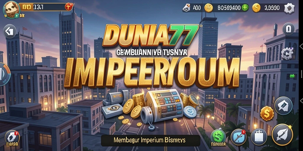 Tampilan gameplay DUNIA77 yang penuh strategi dan keputusan bisnis.