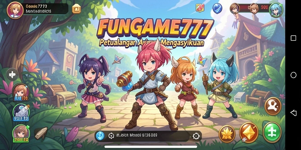 Screenshot gameplay <strong>FUNGAME777</strong> yang penuh aksi dan karakter Anime.