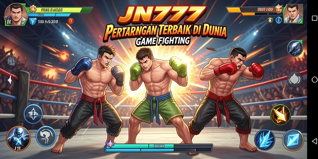 Tampilan aksi pertarungan seru dalam JNT777.