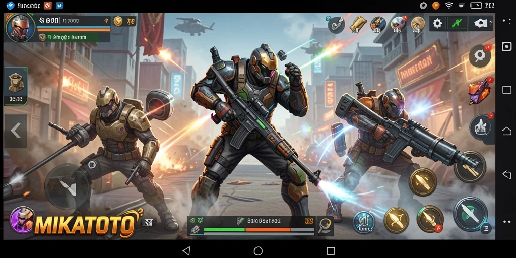 Screenshot gameplay MIKATOTO yang menunjukkan pertempuran strategi seru.