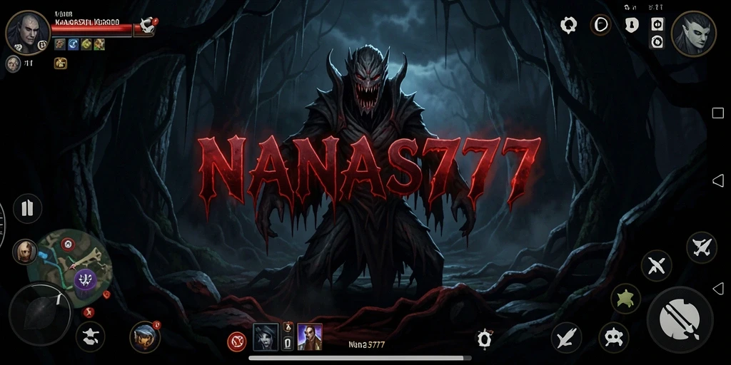 Tampilan gameplay NANAS777 dengan suasana kegelapan yang mencekam.