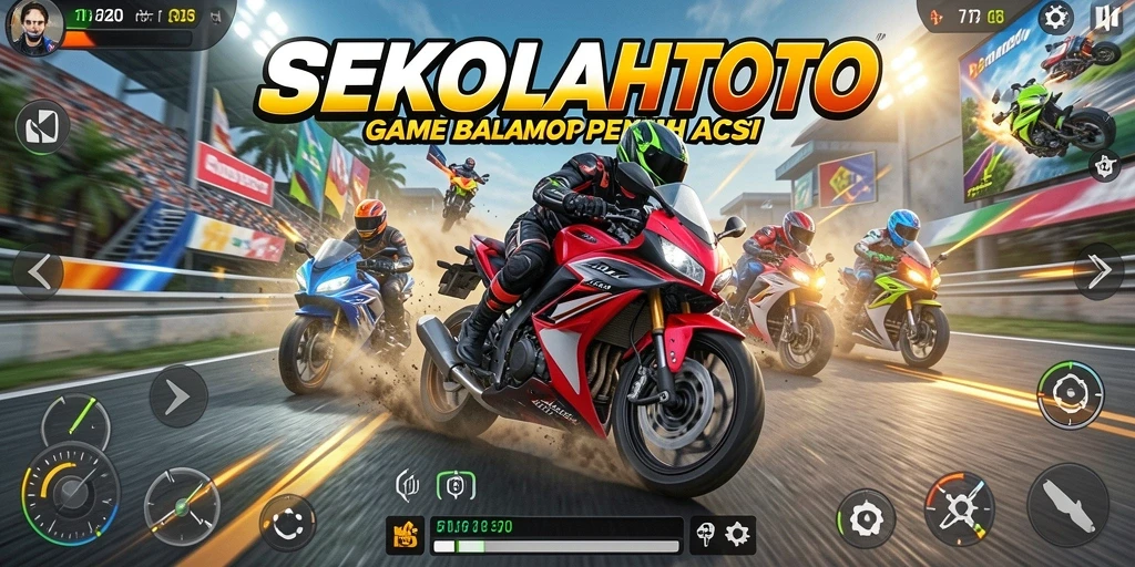 Tampilan gameplay balap motor yang mendebarkan.