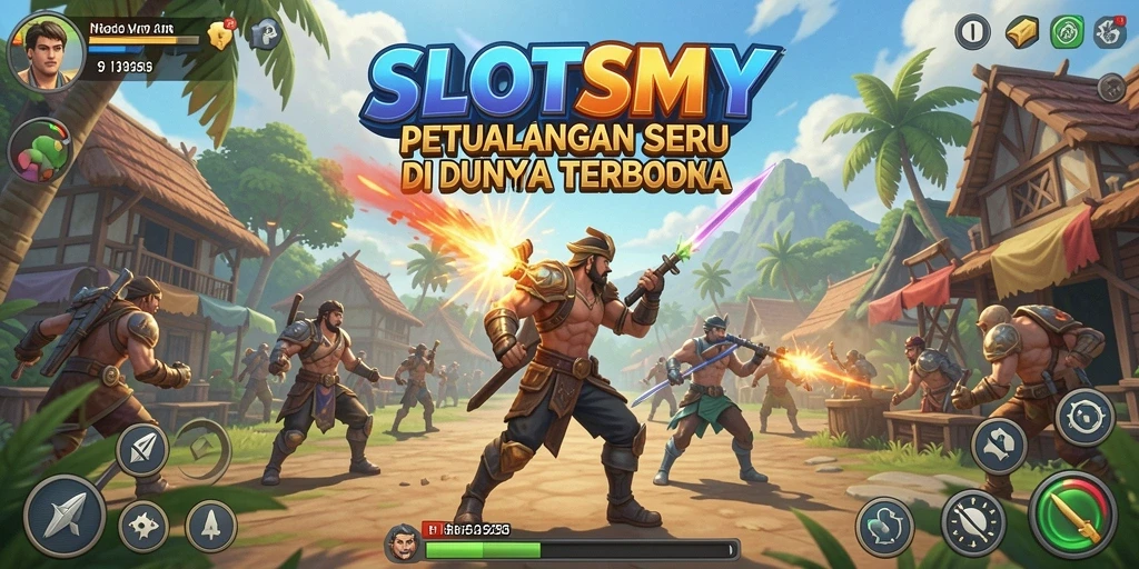 Screenshot SLOTSMY menampilkan aksi eksplorasi seru di dunia terbuka.